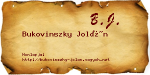 Bukovinszky Jolán névjegykártya