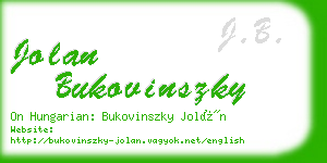 jolan bukovinszky business card